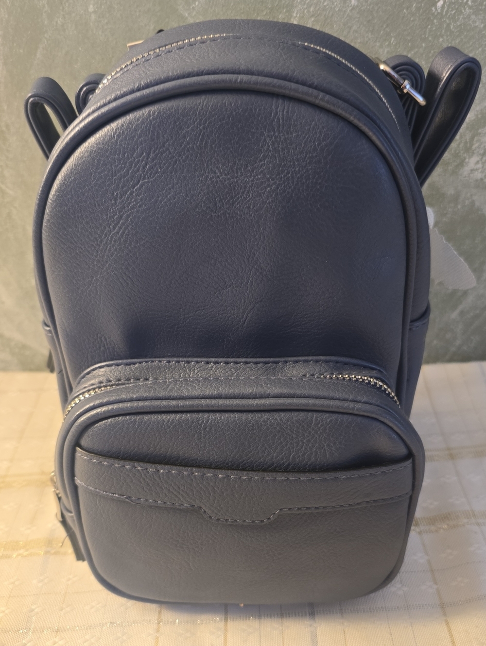 Loume Vegan Leather Navy Small Backpack New - Picture 6 of 8